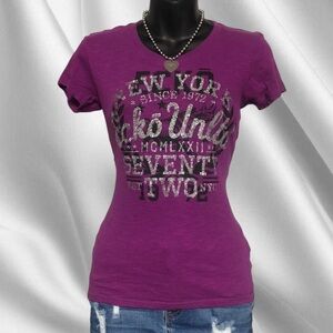 2000s Ecko Purple Sheer Glitter Top
